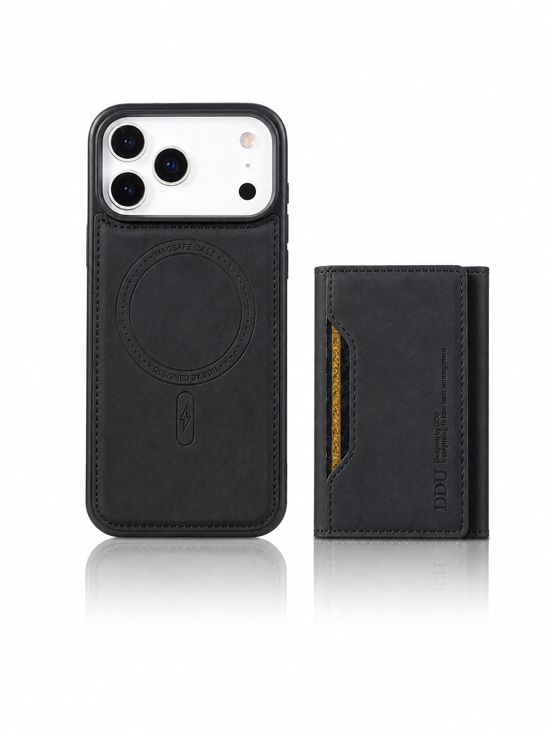 iPhone 17 Pro Max Leather Back Case Compatible with MagSafe Skin-touch Phone Cover - Black