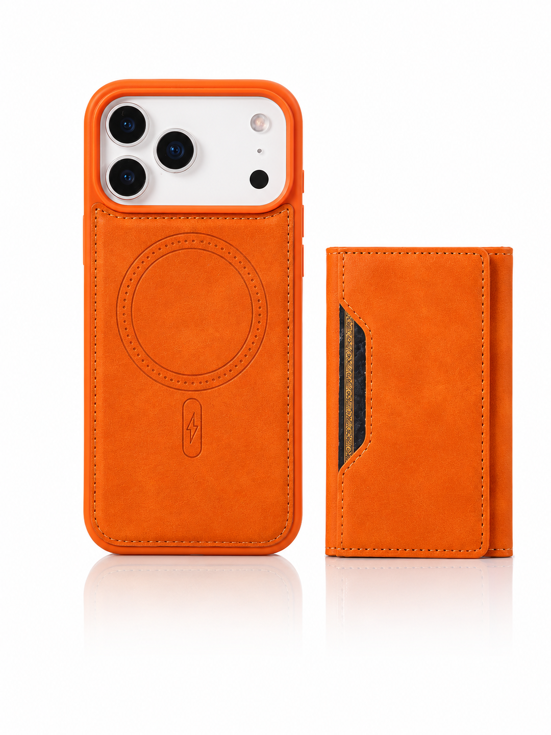 iPhone 17 Pro Max Leather Back Case Compatible with MagSafe Skin-touch Phone Cover - Black