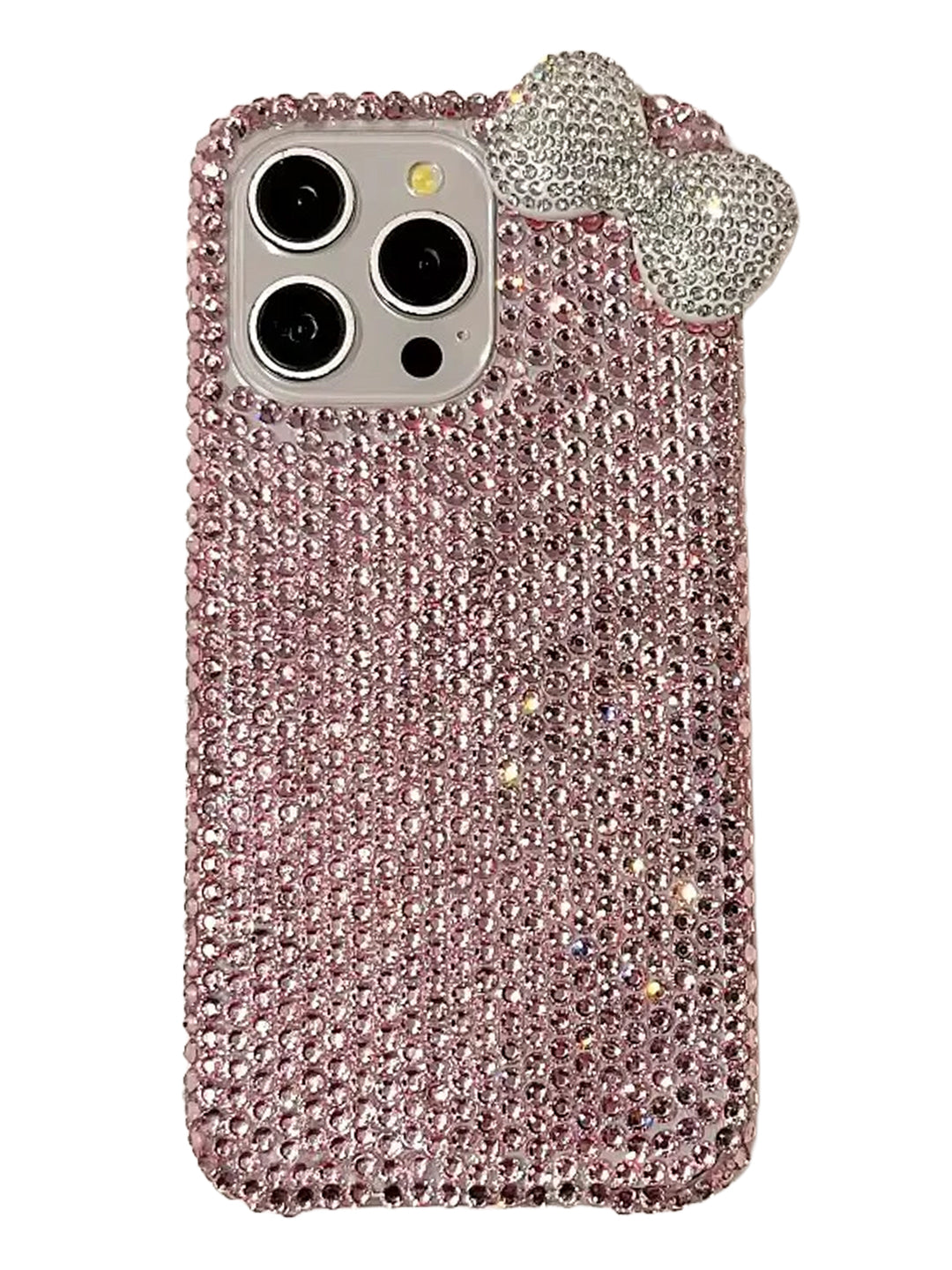 Clear Glitter 3D Bow Pink Case for iPhone 16 Pro Max