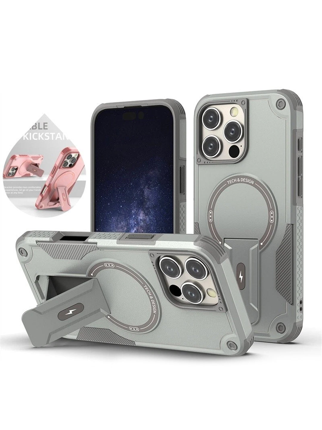 US LITE Back Cover for iPhone 15 with Portable Kickstand